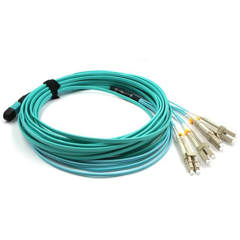 PVC / LSZH Malzeme MPO MTP Kablo, Özel Uzunluk Fiber Optik Yama Kablosu Kablosu