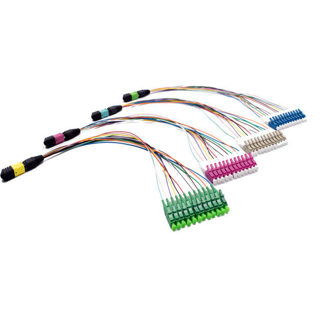 Ara Bağlantı Kasetleri İçin 12 Fibers Fan Çıkış MTP MPO Kablosu OM3 / OM4