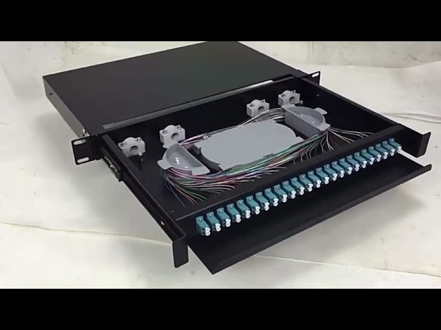 12 Port Fiber Optic Patch Panel, SC Simplex Adaptörü ve kolay kurulum için çekim çizimi türü