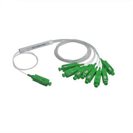 1 x 8 SC / APC Yeşil Konektörlü 250 TubeM Fiber Optik PLC Splitterr Çelik Tüp Girişi