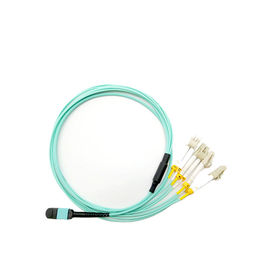 12 Çekirdekli MPO MTP Kablosu OM3 Fiber Optik Mpo Lc Breakout Kablosu CE, ISO Belgeli