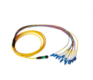 satın al 8 çekirdekli MPO fiber Kablo tek modlu PVC / LSZH MPO-LC fan dışarı fiber optik yama kablosu online manufacture