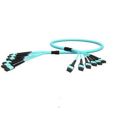 satın al OM3-300 12 Çekirdekli PVC Ceketli MPO Fiber Optik Kablo ve MPO Fanout Patch Kablosu online manufacture