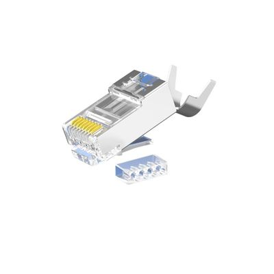 satın al Toplu endüstriyel CAT6 RJ45 elektrik fişleri, 1 Gbps Ethernet için şeffaf koruma ve 50 mikronluk altın kaplama bağlantıları online manufacture