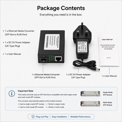 satın al Gigabit SFP Medya Dönüştürücüsü 10/100/1000Base-T'den 1000Base-SX'ye multimode fiber (MMF) OM2/OM3 üzerinden 550m iletim mesafesi ile online manufacture