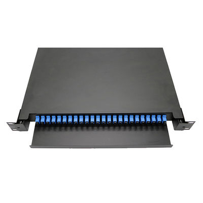 satın al Kablo yönetimi için çekme ve itme tipi tasarımı ile 24 Port SC Tip 1U Rack Mount Fiber Optic Patch Panel online manufacture