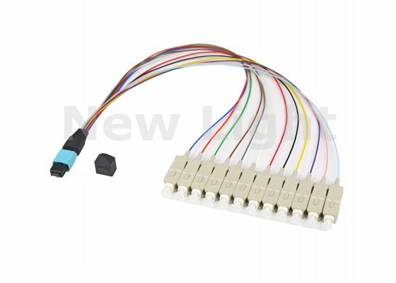 Multimode OM3 MPO MTP Kablo 12 çekirdek / 24 çekirdek depolama alanı ağ için fiber kanal