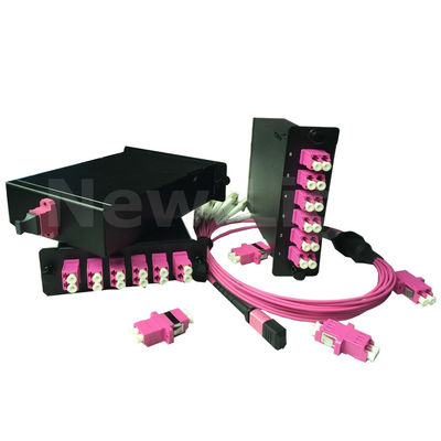 1U Rack Mount MPO kaset modülü 144 çekirdekli OM3 Multimode Fiber Optic Distribution Frame