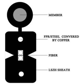 Tek Modlu 2 Çekirdekli Ftth Bırakma Kablosu Düşük Bükme Hassasiyeti Fiber LSZH Malzemesi