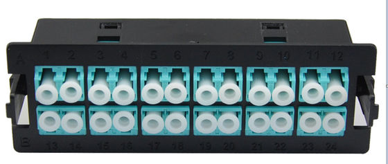 Siyah LC Duplex 24 Port Fiber Optic Patch Panel 1U Rack Mount Dağıtım Kutusu için Klip Montajı