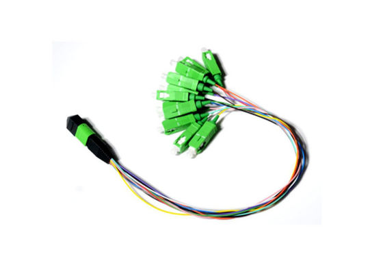 0.9mm 12 Fiber Fan Out Optic Patch Cord MPO MTP Kablosu özelleştirilebilir uzunlukta