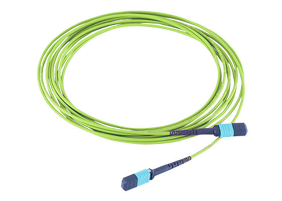 OM5 Fiber 12 Çekirdek MPO MTP Trunk Kablo Lime Yeşil Optik Patch Cord
