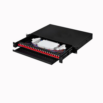 24 Port Raf Monteli Fiber Optik Patch Panel, Veri Merkezleri İçin Kayar Çekmeceli Muhafaza