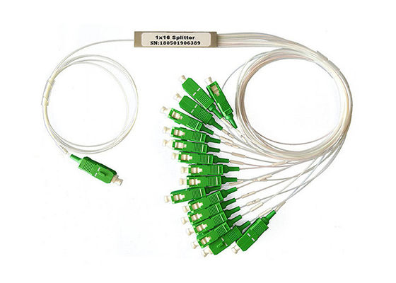 1 in 16 Out Miniatür PLC Optik Fiber Splitter SC Bağlantısı ve Paslanmaz Çelik Tüp ile