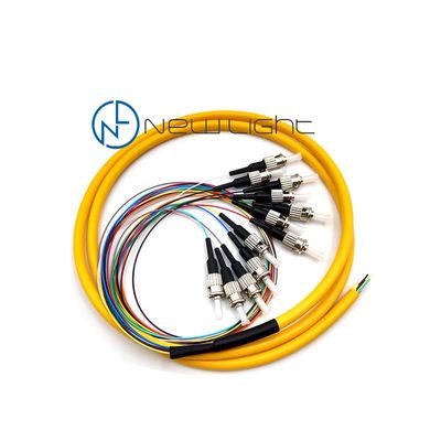 FC UPC/APC bağlantısı olan 1m LSZH 12 iplik tek modlu Fiber Optic Pigtail Kablosu